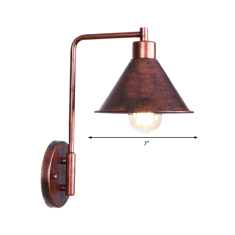 Copper Industrial Wall Sconce With Cone/Dome/Wide Flare Shade - Stylish Dining Room Light Fixture