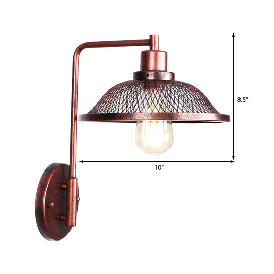 Copper Industrial Wall Sconce With Cone/Dome/Wide Flare Shade - Stylish Dining Room Light Fixture