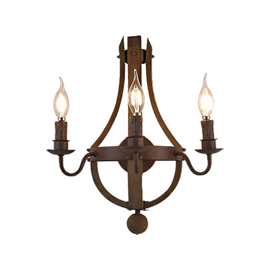 Rustic Metal Candle Wall Sconce - 1/2/3-Light Dining Room Lamp