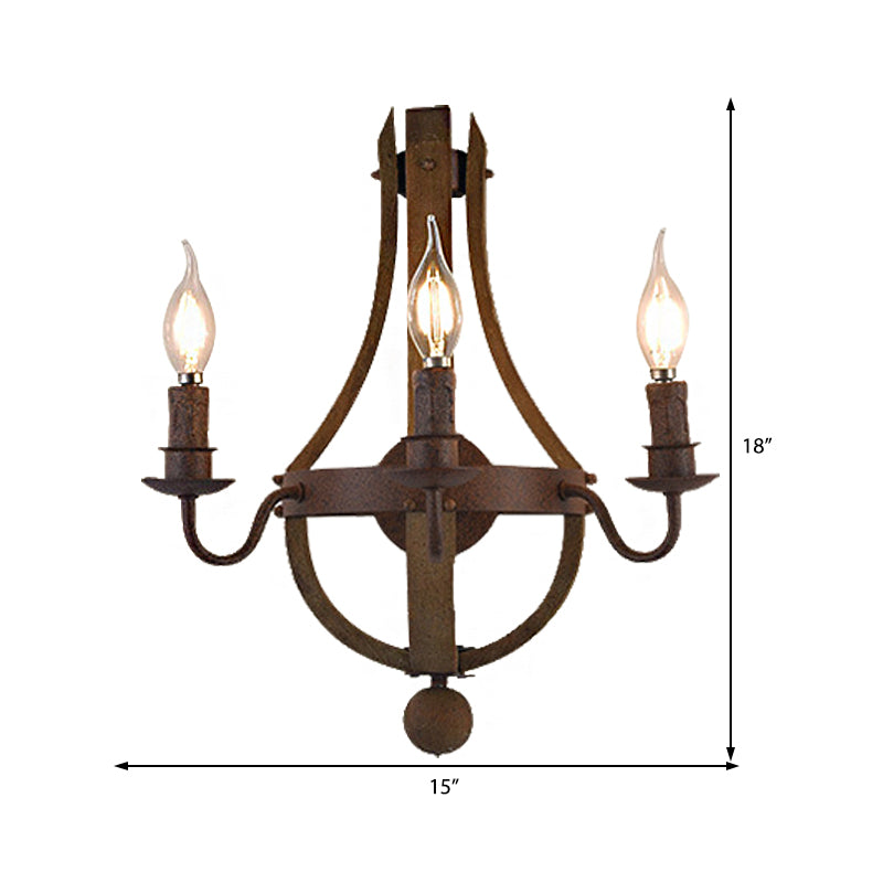 Rustic Metal Candle Wall Sconce - 1/2/3-Light Dining Room Lamp