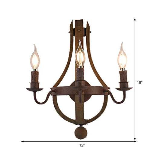 Rustic Metal Candle Wall Sconce - 1/2/3-Light Dining Room Lamp