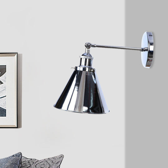 Industrial Style Conical Wall Mount Light For Living Room - Metallic Brass/Bronze Finish