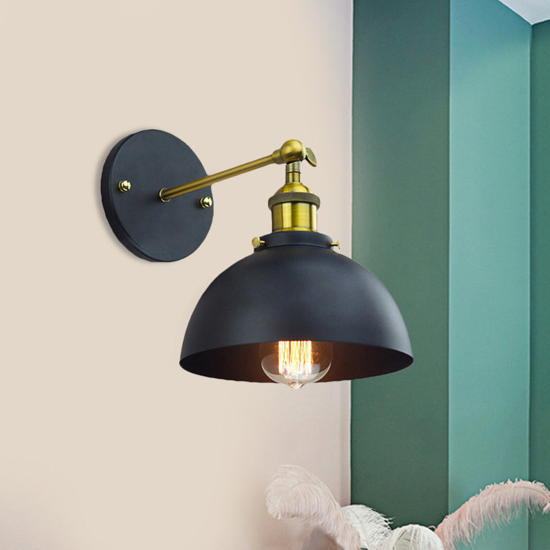 Metallic Rotatable Wall Lamp With Dome Shade For Balcony - Brass Finish