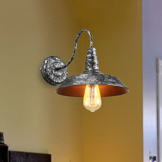 Antique Style Barn Wall Sconce With Gooseneck Arm In Bronze/Rust - Ideal For Bedroom Lighting