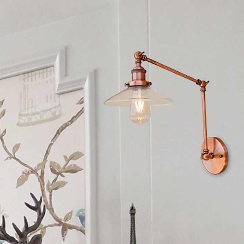 Copper Clear Glass Sconce Light For Rustic Coffee Shop Wall