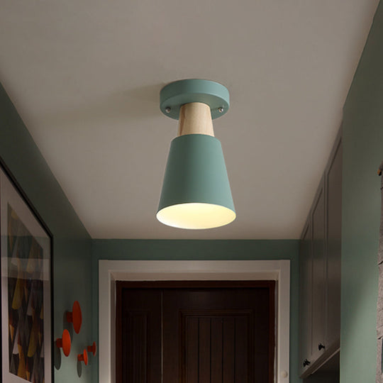 Sleek Macaron Conic Semi Flushmount Light - Grey/Pink/Yellow/Green