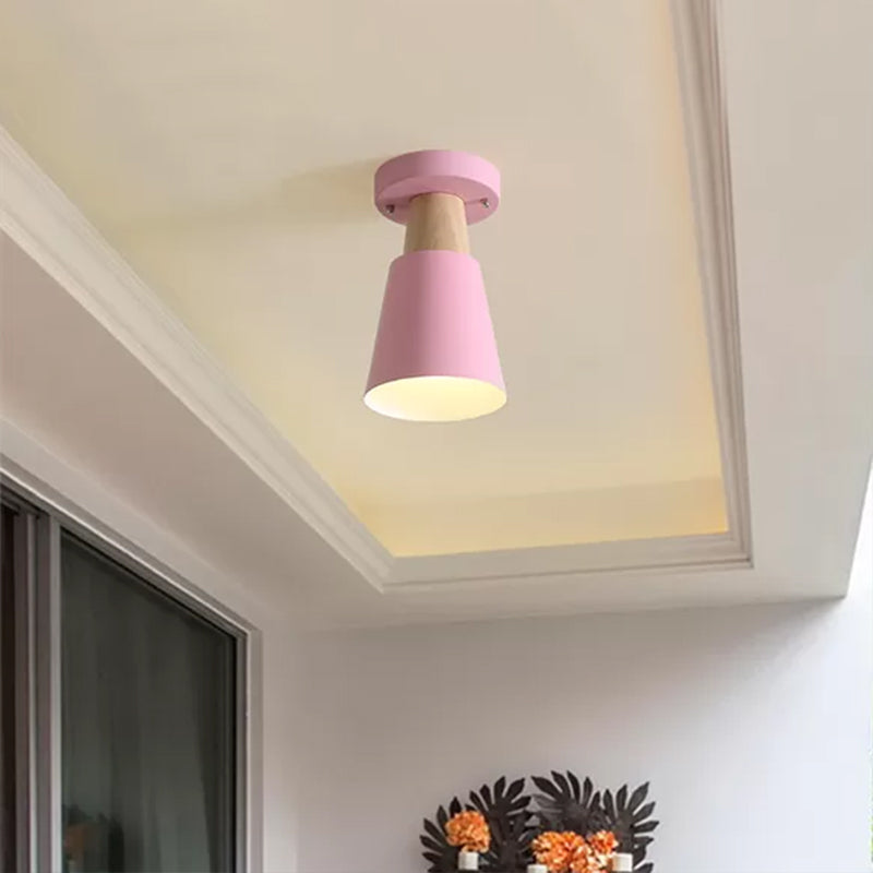 Sleek Macaron Conic Semi Flushmount Light - Grey/Pink/Yellow/Green