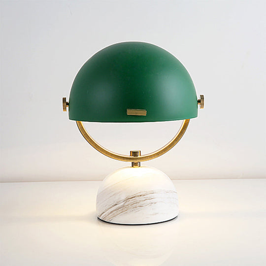 Modern Black/Red Domed Table Lamp With Marble Base - Bedroom Metal Light Green