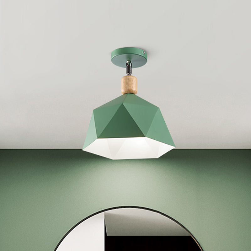 Adjustable Macaron Hexagon Ceiling Mount Light in Gray/White/Green for Corridor