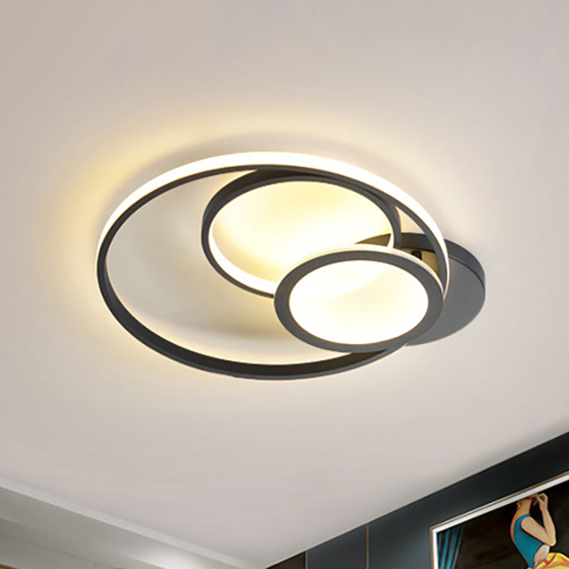 Modern Acrylic LED Ceiling Lamp, Multi-Ring Flush Mount Fixture for Bedroom with Warm/White Light