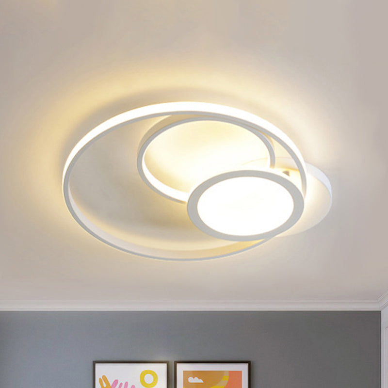 Modern Acrylic LED Ceiling Lamp, Multi-Ring Flush Mount Fixture for Bedroom with Warm/White Light