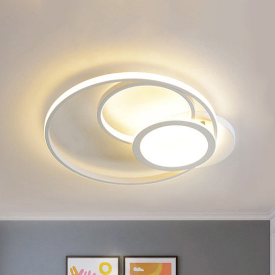 Modern Acrylic LED Ceiling Lamp, Multi-Ring Flush Mount Fixture for Bedroom with Warm/White Light