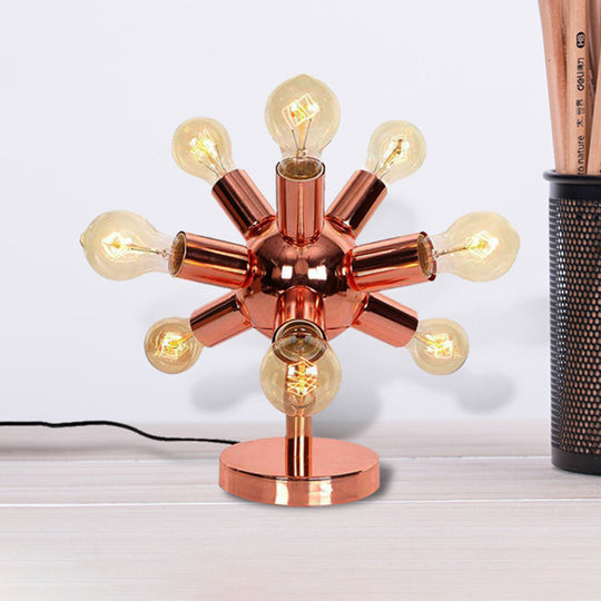 Industrial Style Copper Finish Sputnik Table Lamp | 6/9-Head Metallic Lighting For Bedroom With