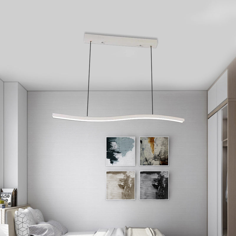 Modern Acrylic Wave Chandelier - Led White Pendant Lamp For Bedroom (White/Warm Light)