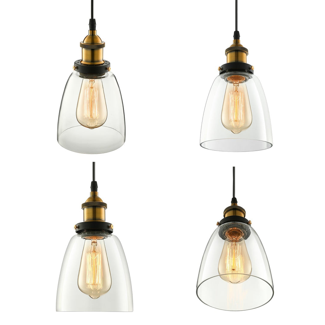 Industrial Cone Pendant Light In Bronze With Grey/Brown/Clear Glass - 1 5.5/7 Wide