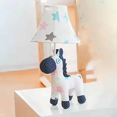 Modern Animal Table Lamp - Fabric Shade One Light Lovely Bedroom Desk White