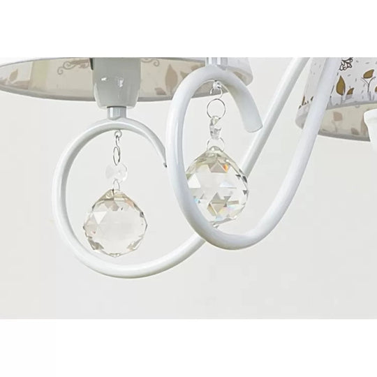 Cartoon Pony 5-Light Hanging Chandelier With Tapered White Shade For Nursing Room