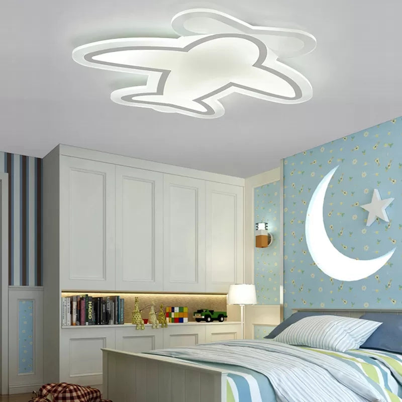 Modern White Propeller Plane Acrylic LED Ceiling Lamp for Nursing Room - Ceiling Mount Light