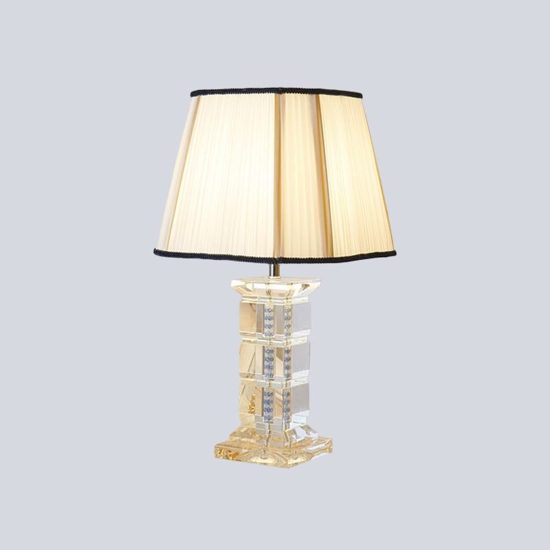 Modernist Crystal Table Lamp - Hand-Cut White Desk Light