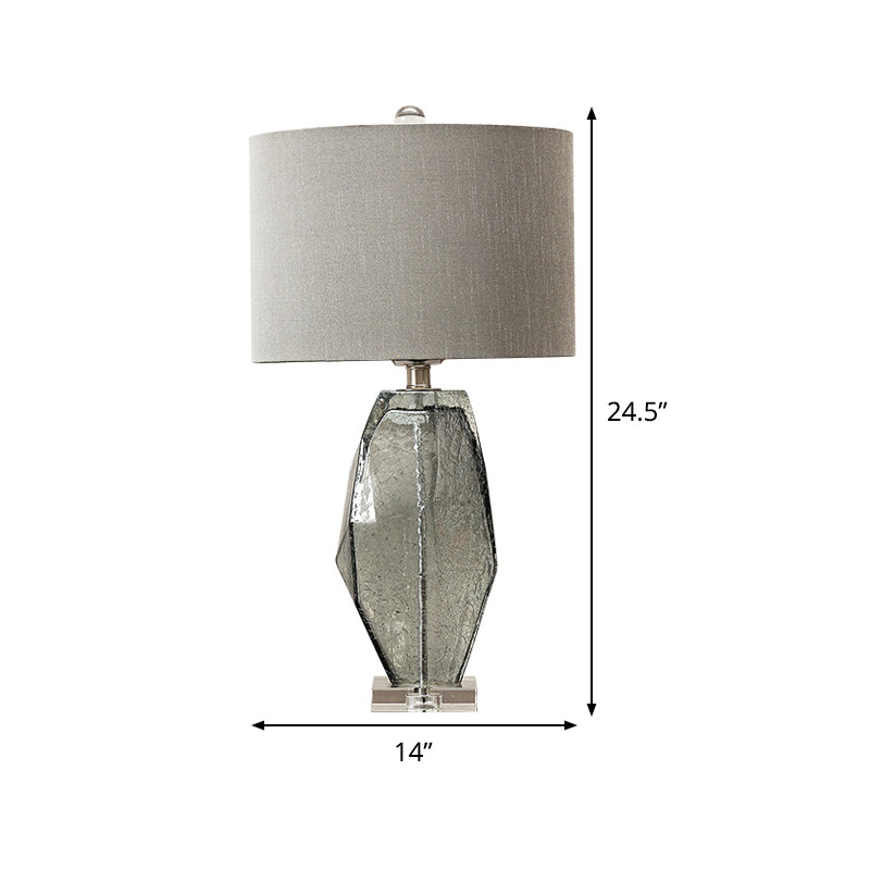 Modern Grey Desk Lamp With Fabric Shade For Dining Room Table