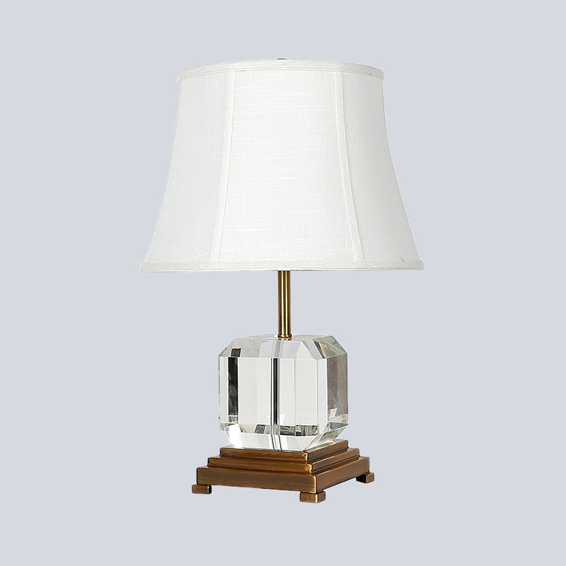 Modern White 1-Head Study Lamp With Fabric Shade - Sleek Reading Light