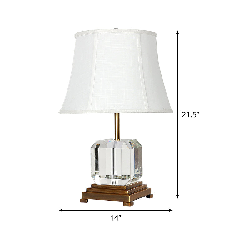 Modern White 1-Head Study Lamp With Fabric Shade - Sleek Reading Light