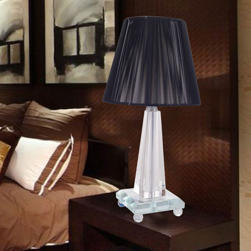 Modern Black Desk Lamp With Wide Flare Fabric Shade