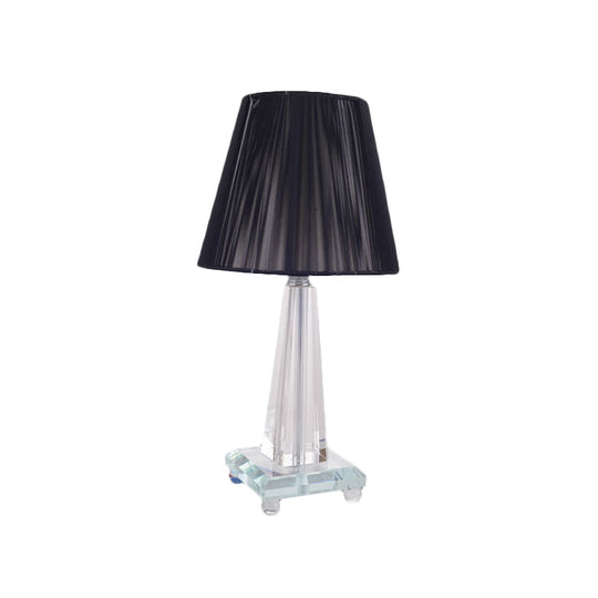 Modern Black Desk Lamp With Wide Flare Fabric Shade