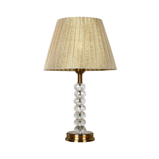 Modernist Shaded Study Lamp - Beige Fabric 1 Head Ideal For Bedroom Reading