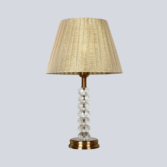 Modernist Shaded Study Lamp - Beige Fabric 1 Head Ideal For Bedroom Reading