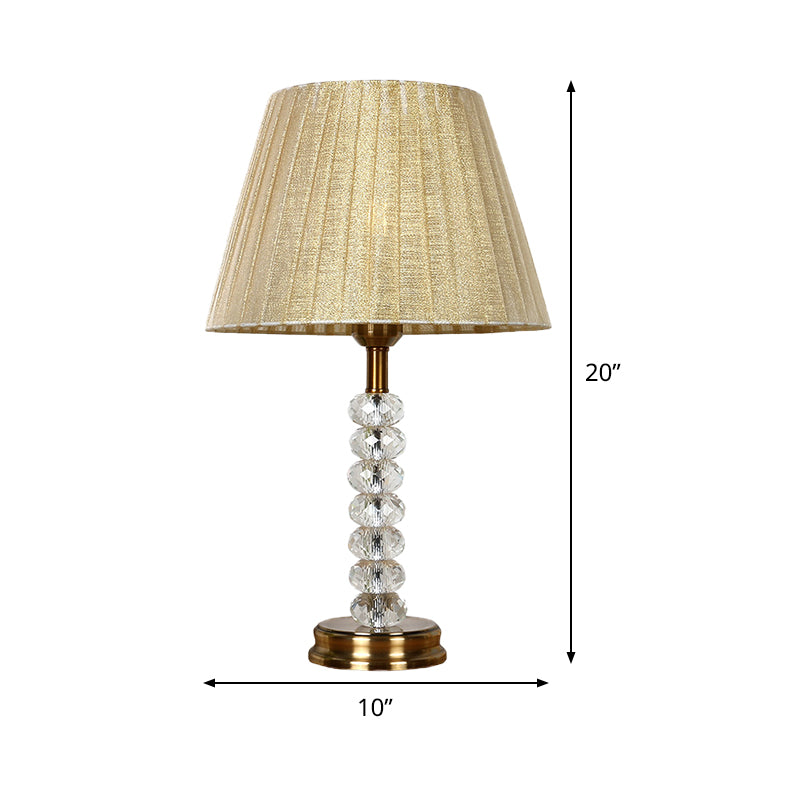 Modernist Shaded Study Lamp - Beige Fabric 1 Head Ideal For Bedroom Reading