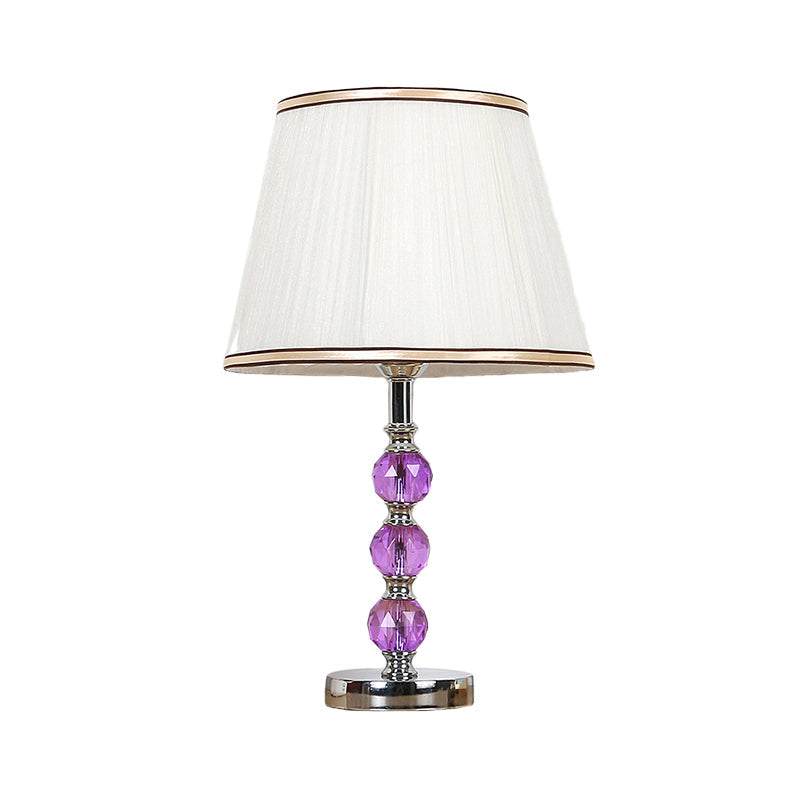 Contemporary White Desk Lamp With Purple Crystal Ball Accent - Flare Table