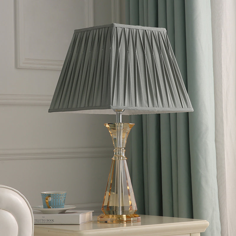 Modern Fabric Table Light: Urn-Shaped Crystal Small Desk Lamp - Grey