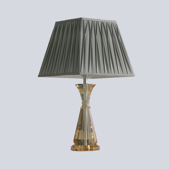 Modern Fabric Table Light: Urn-Shaped Crystal Small Desk Lamp - Grey