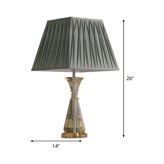 Modern Fabric Table Light: Urn-Shaped Crystal Small Desk Lamp - Grey