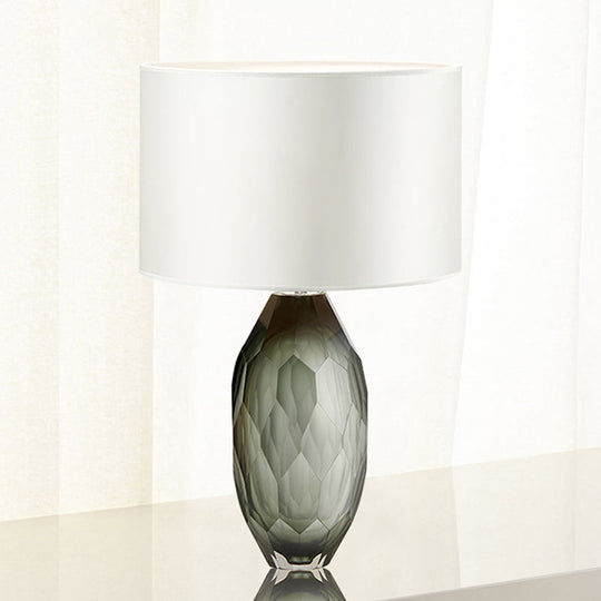 Modern Crystal Task Lamp - Straight Sided Shade 1 Head White