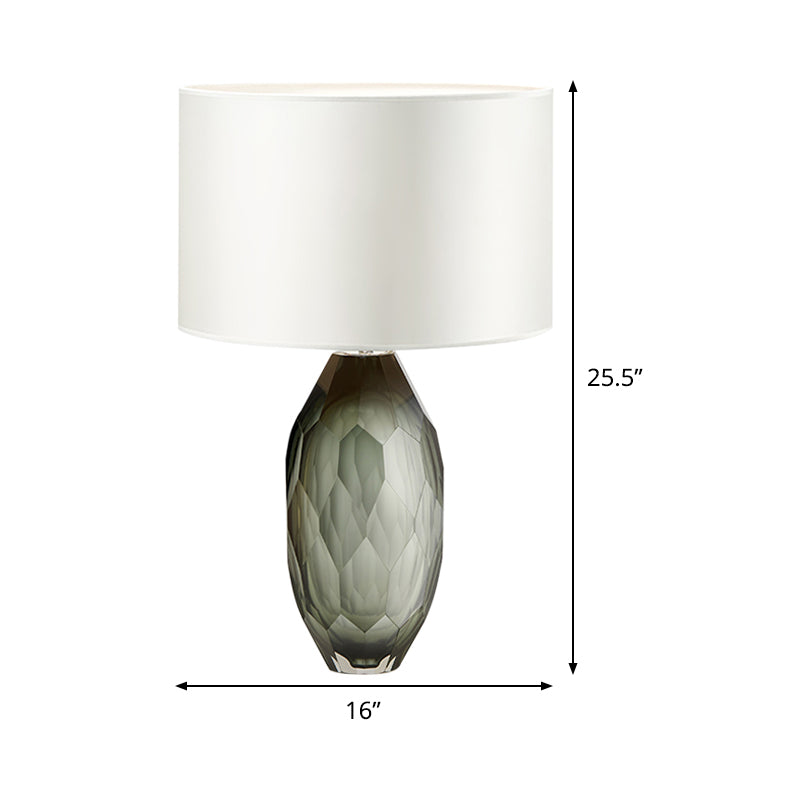 Modern Crystal Task Lamp - Straight Sided Shade 1 Head White