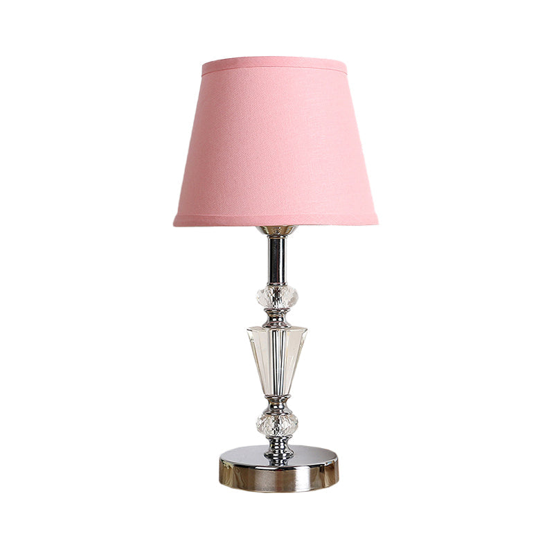 Modern Fabric Cone Bell Table Lamp - Pink/Beige Small Desk For Living Room