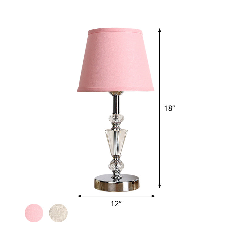 Modern Fabric Cone Bell Table Lamp - Pink/Beige Small Desk For Living Room