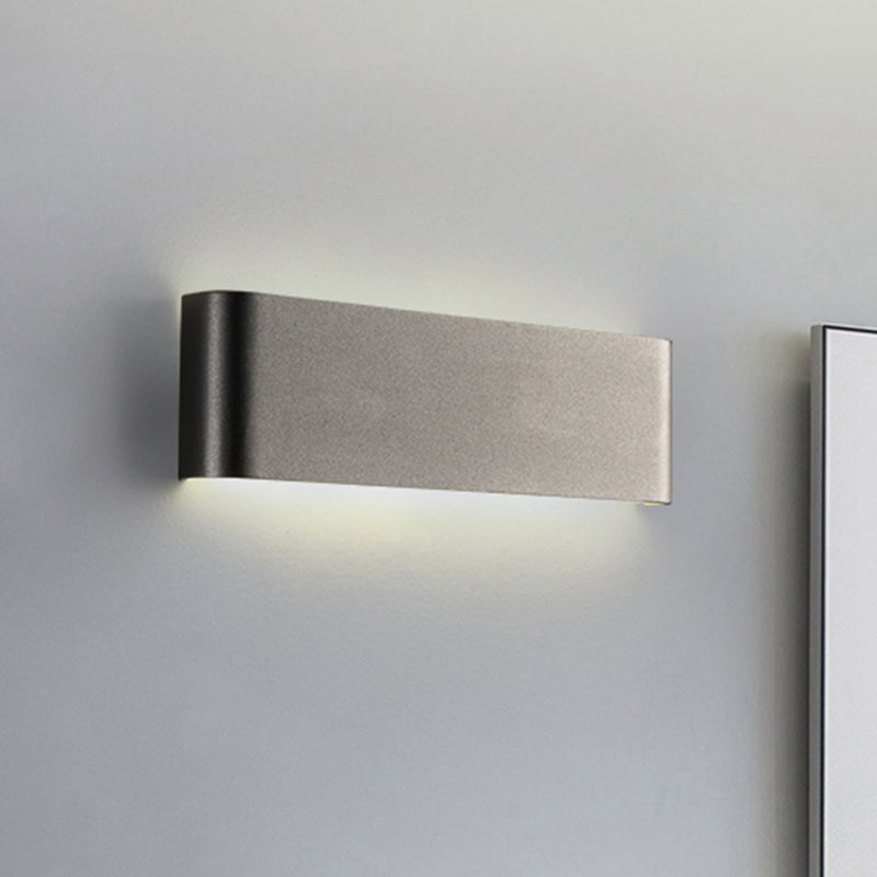 Minimalist Metal Led Rectangle Wall Light In Black/Silver Warm/White Lighting - 6/10 Dia. Living