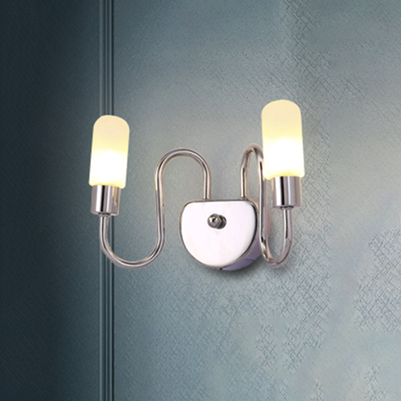 Contemporary Milk Glass Pill Sconce With Chrome Led Flush Mount - 2/3 Lights