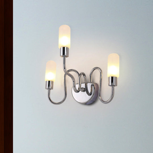 Contemporary Milk Glass Pill Sconce With Chrome Led Flush Mount - 2/3 Lights