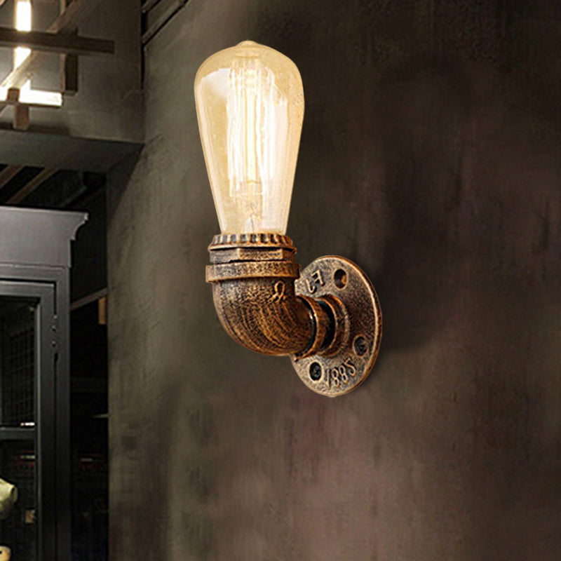 Rustic Bare Bulb Wall Sconce Lighting: Stylish Metal 1 Head Black/Bronze - Perfect For Living Room