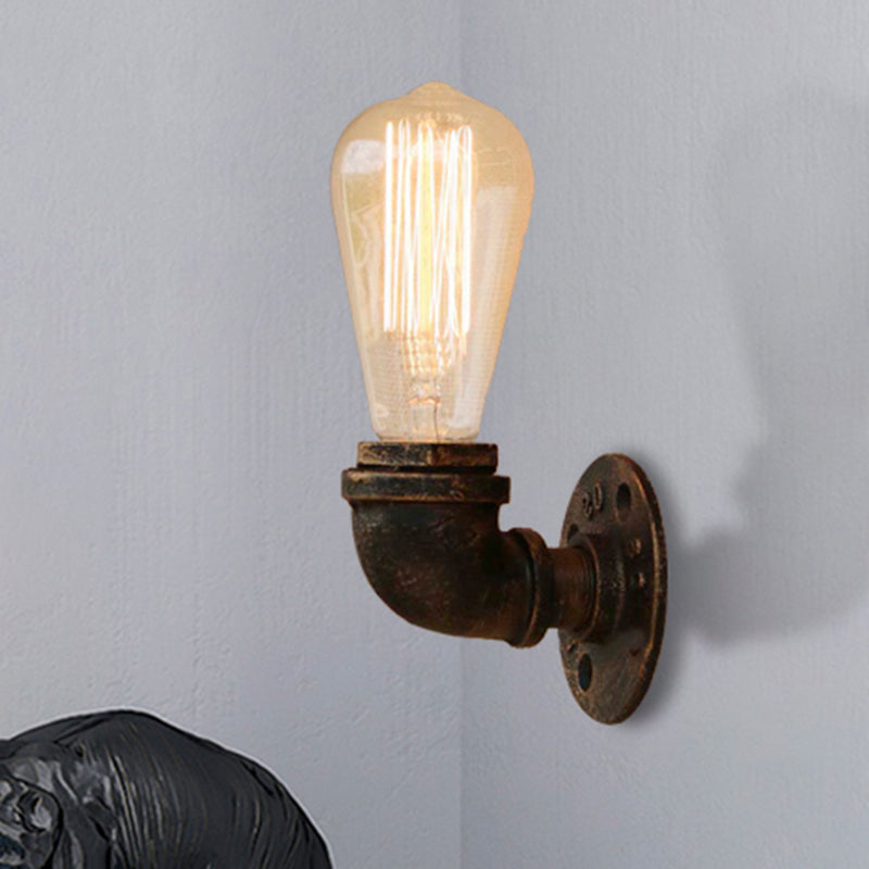 Rustic Bare Bulb Wall Sconce Lighting: Stylish Metal 1 Head Black/Bronze - Perfect For Living Room