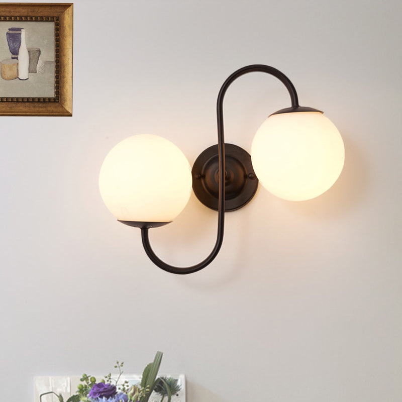 Modern Black And White Glass Wall Sconce Light Fixture - Living Room Lamp