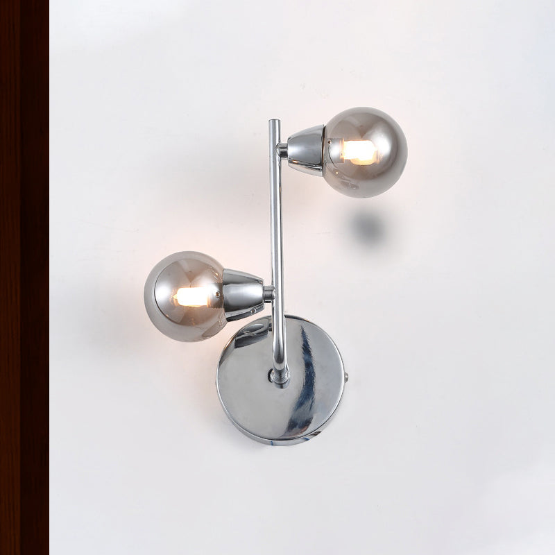 Vintage Style Ball Shaped Glass Wall Sconce Light With Chrome Finish - 2/4 Lights Ideal For Living