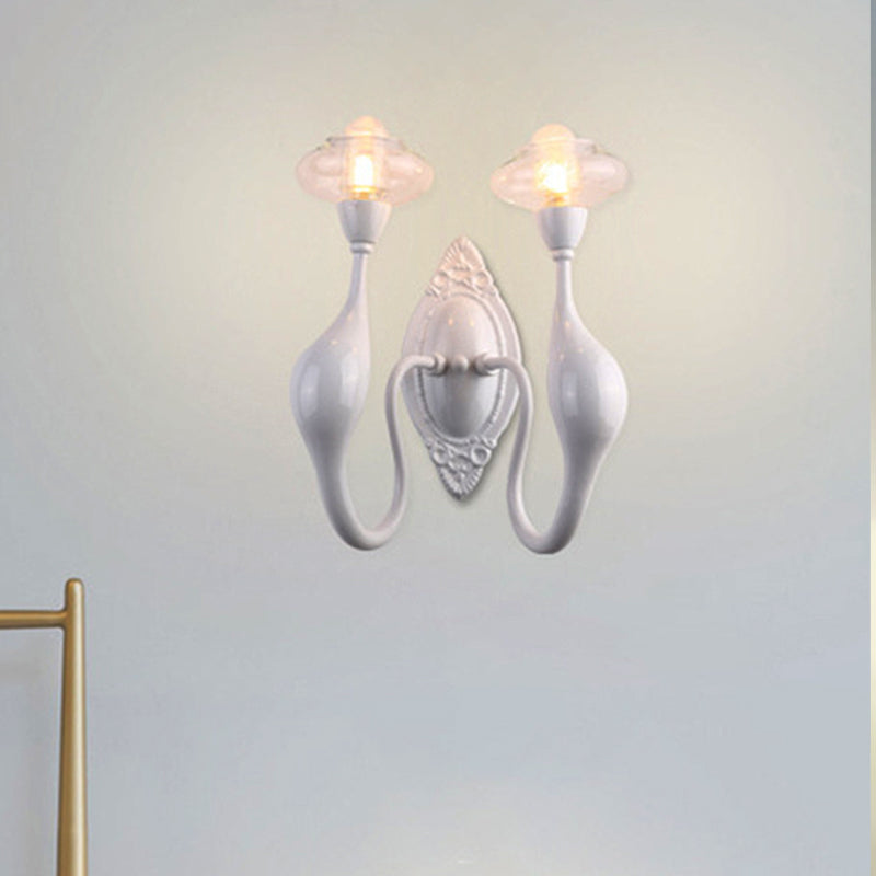 Modern White Led Wall Sconce Light Fixture - Oval Glass Dolphin-Shaped Arm