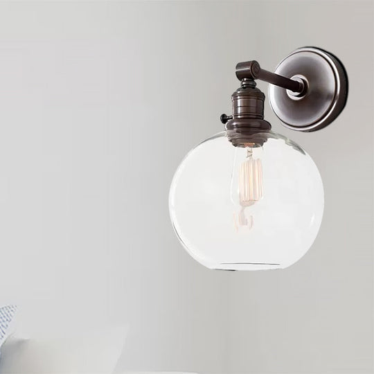 Industrial Wall Lamp Fixture: Clear Glass Chrome/Nickel Sconce Light Globe 1-Light For Living Room