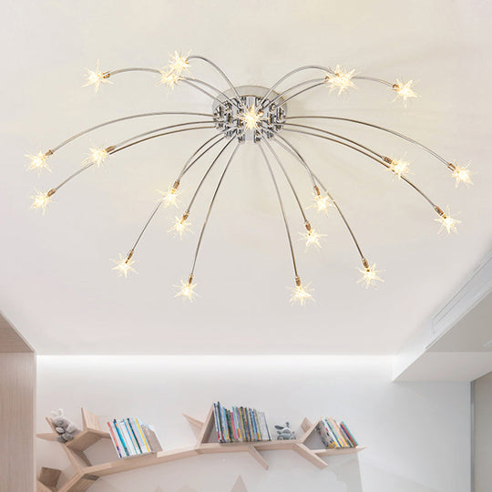 Chrome Semi Flush Ceiling Light: Stunning Fireworks Design for Kindergarten