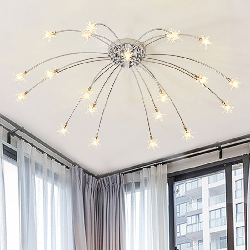 Chrome Semi Flush Ceiling Light: Stunning Fireworks Design for Kindergarten